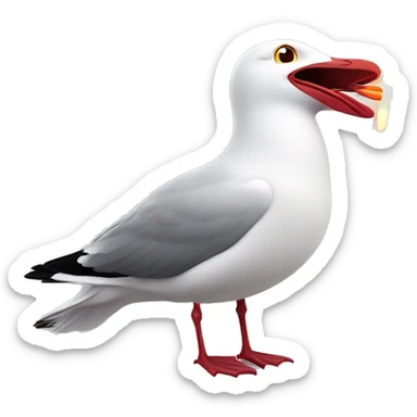 a seagull singing out loud with red laser leaving from its eyes sticker