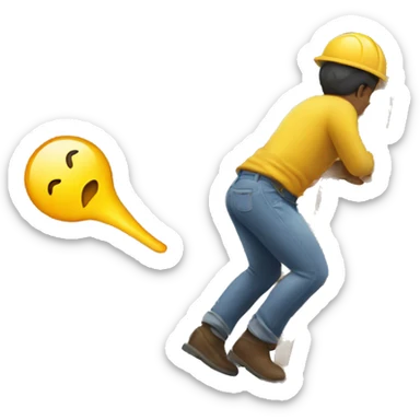 a falling person next to a ladder sticker