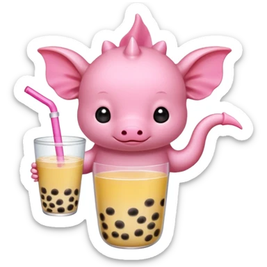 Axolotl drinking boba sticker