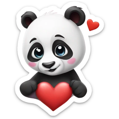 panda with hearts sticker