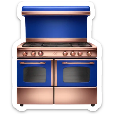 Realistic royal blue and rose gold retro vintage oven. sticker