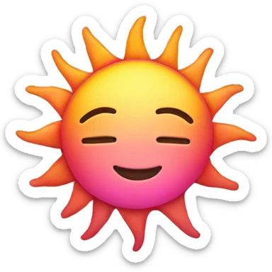 a sun that is halfway set, pink and orange, just the sun sticker