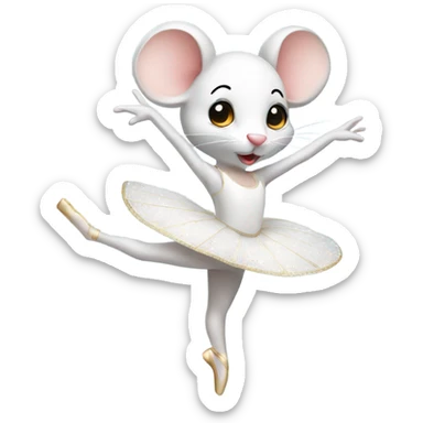 White ballerina mouse sticker