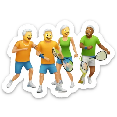 4 people playing pickleball sticker