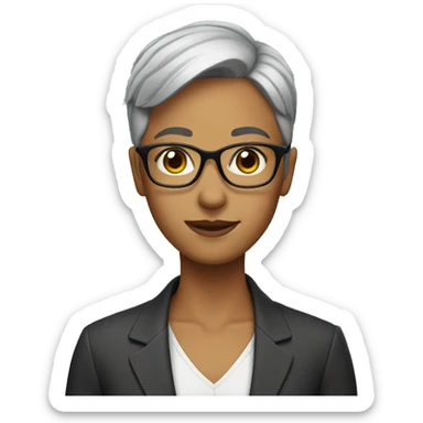 Teacher,short hair, glasses sticker