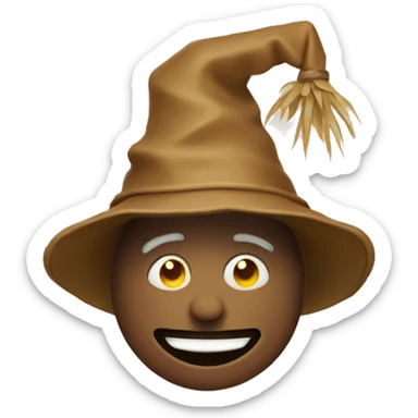 Scarecrow with the slight smile emoji in the style of discord sticker