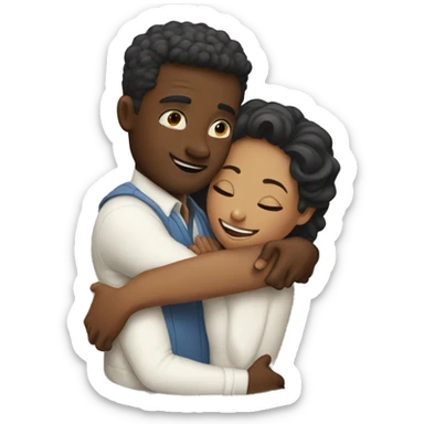 Cute hug between a man and a woman white people sticker