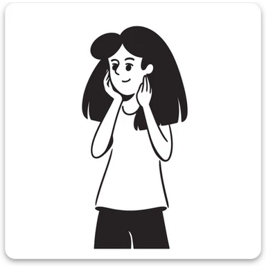 pretty girl with straight black hair sticker