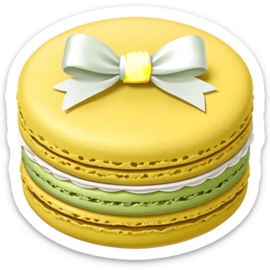 sage yellow macaron with white bow sticker