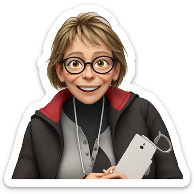 smiling girl with glasses sticker