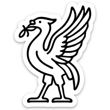 Liver bird, mythical bird symbol of Liverpool, cormorant-like bird with outstretched wings sticker