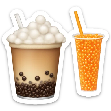 Coffee boba with a dirty orange straw  sticker