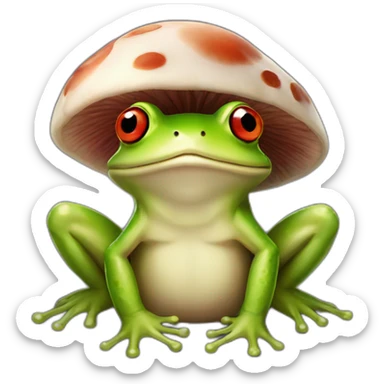 Frog with a mushroom hat sticker