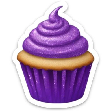 Happy purple glittery cupcake  sticker