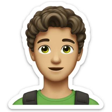 A teenage Polish boy with medium dark brown hair, tan skin, green eyes sticker