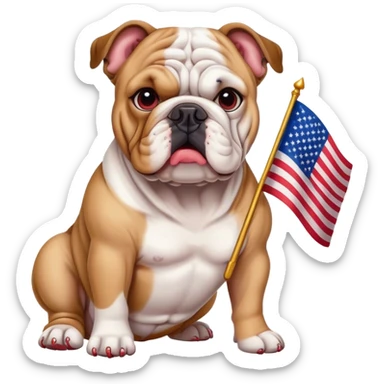 Bulldog with American flag  sticker