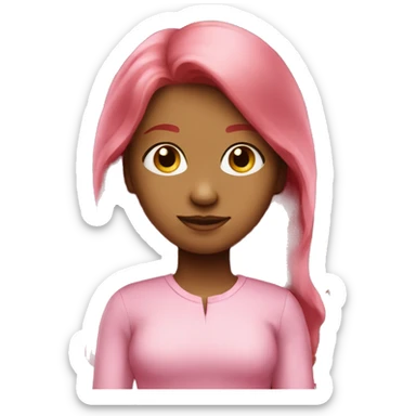A red-haired girl with long hair in pink clothes sticker