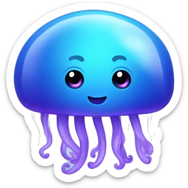A cute blue and purple jellyfish with face sticker