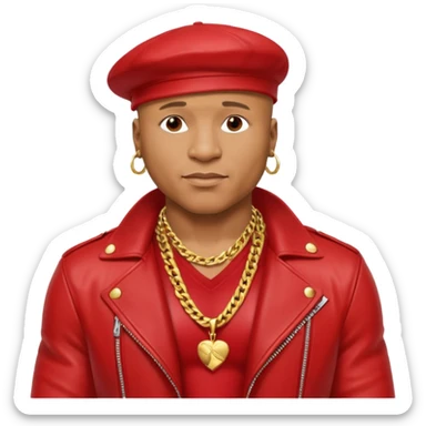 LL Cool J shirtless with necklace, red jacket sticker