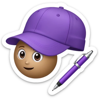 A plastic brown ball cap and the long rectangle purple. (With a pen) And looks like a BFDI style sticker