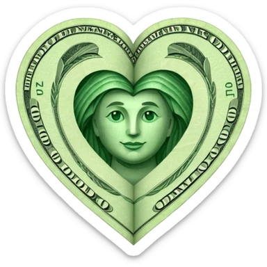A heart made of dollar bills sticker