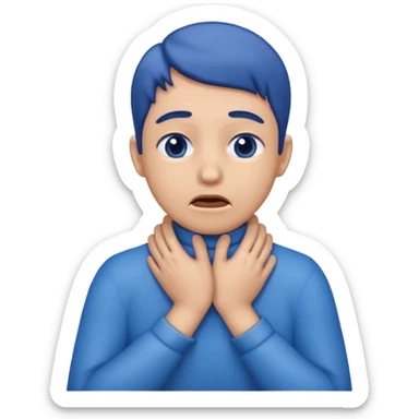 face turning blue, choking, hands on neck sticker