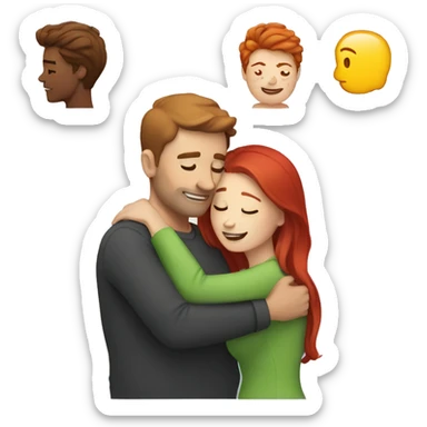 A man with brown hair hug a women with red hair sticker