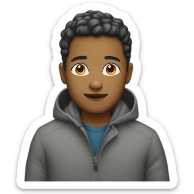 boy woth grey coat sticker