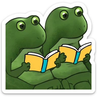 couple reading books together in bed sticker