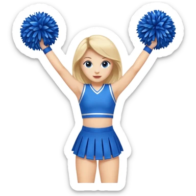 give me a full-length cheerleader with blue pom poms  sticker