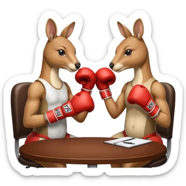 Kangaroos with boxing gloves sitting at an office business meeting sticker