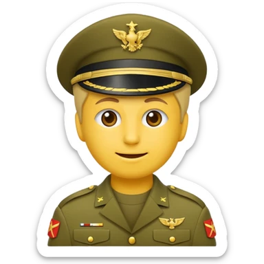 Eine salutierenden Emoji (Hautfarbe: gelb ) in Armee Klamotten männlich salutierend sticker