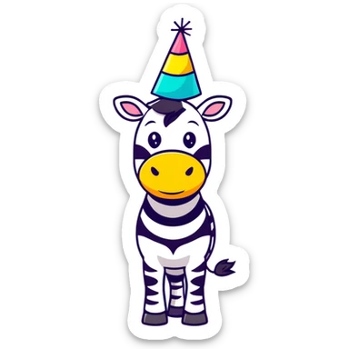 Zebra with a party hat  sticker