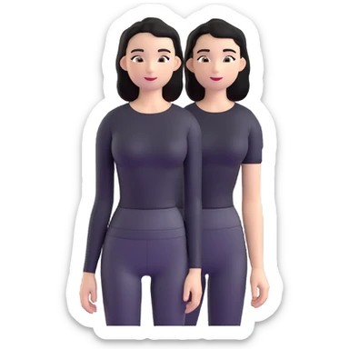 girl with black shoulder-length hair wearing a black tight-fitting top sticker