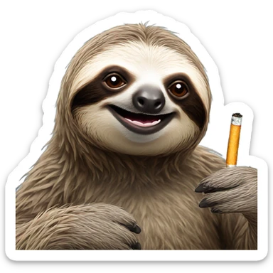 Three toed sloth with cigarette ￼ sticker