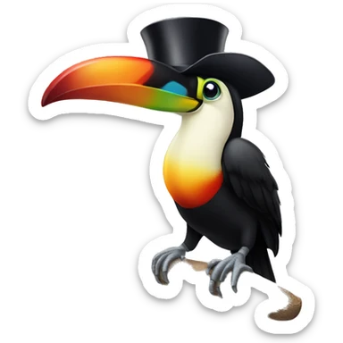 Toucan with a top hat sticker