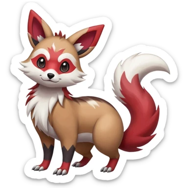 Colorful Skilled Adept Graceful Asian Painted Furret-Lycanroc-Zangoose-fusion-hybrid-creature (full body) sticker