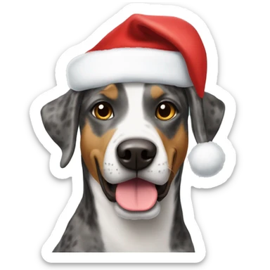 catahoula wearing santa hat sticker