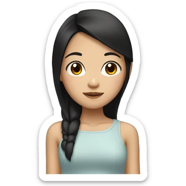 tan asian girl with black straight hair and brown eyes sticker