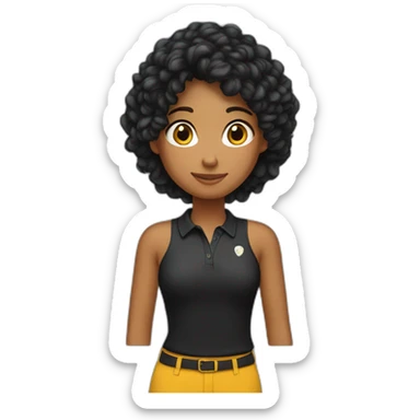 Chica pelo largo negro, polo blanco,cara de sorpresa sticker