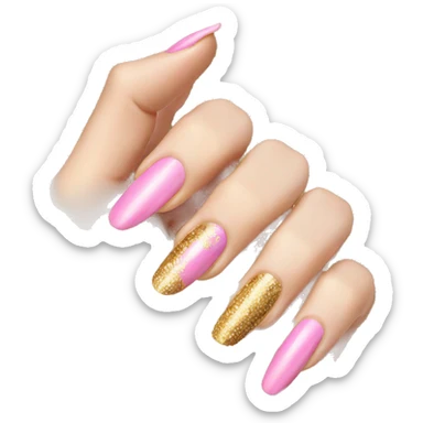 pink and gold nails sticker