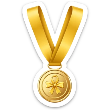 JUST THE CIRCLE  golden medal with a glossy finish, featuring a central gold awareness ribbon symbol sticker