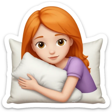 Girl hugging pillow sticker