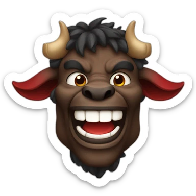 laughing black and red Minotaur sticker