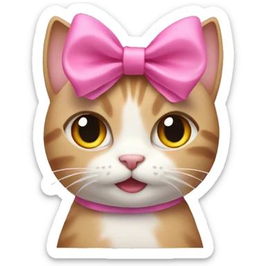 Cat with a pink bow sticker