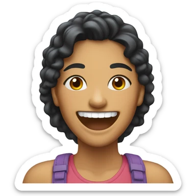 Latina with braces and a big wide grin  sticker