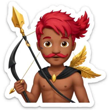 Black cupid with red hair and mustache sticker