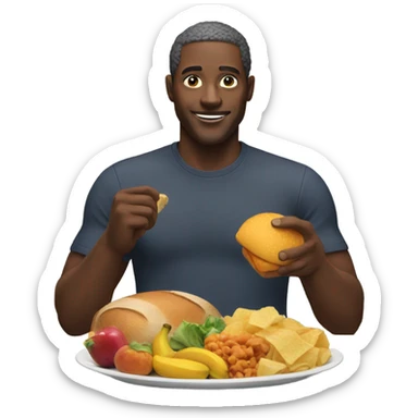 black man with food sticker