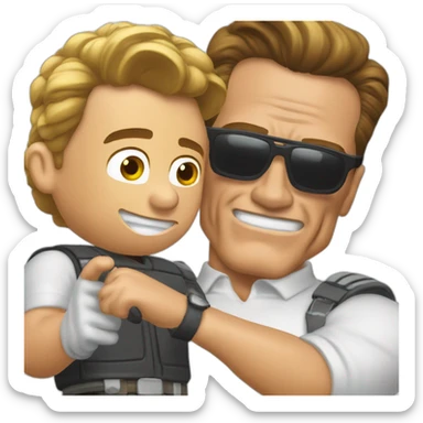 arnold schwarzenegger saltando un charco sticker