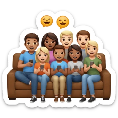 group of friends on couch having fun sticker